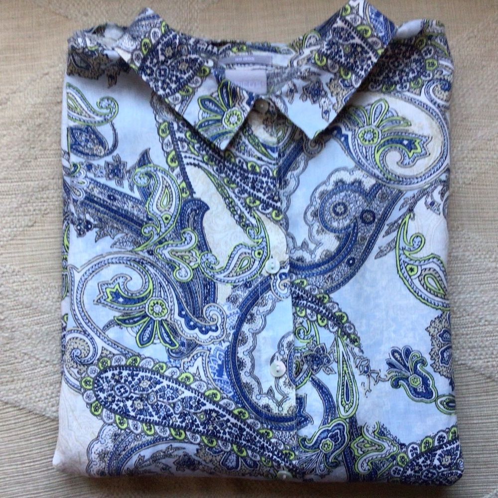Chico’s Paisley Linen Button Down Shirt